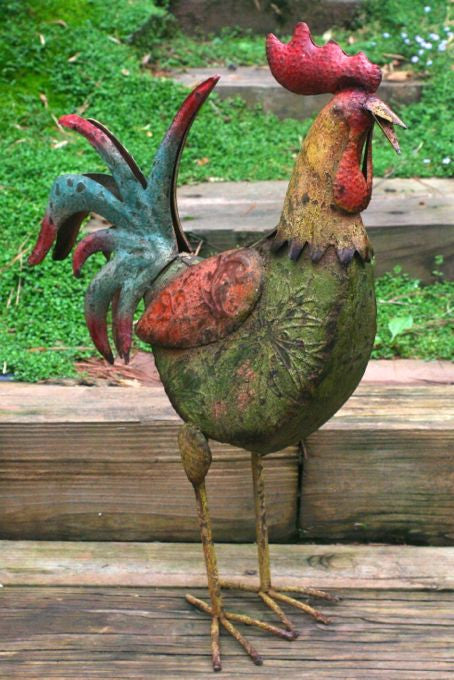Metal Rooster Garden Art